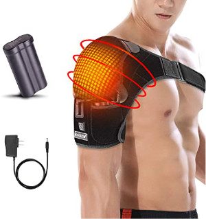 Shoulder Wrap Brace Heating Pad Portable Adjustable Electric 3 Heat Settings Support